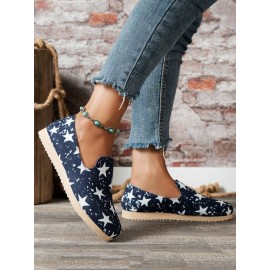 Star Print Casual Canvas Slip On Shoes