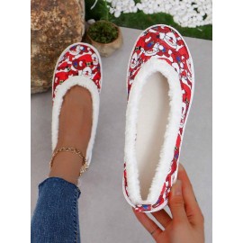 Party Text Letters Non-Slip Slip On Flat Heel Shallow Shoes Printing
