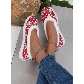 Party Text Letters Non-Slip Slip On Flat Heel Shallow Shoes Printing