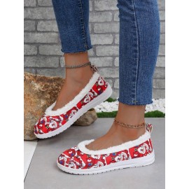 Party Text Letters Non-Slip Slip On Flat Heel Shallow Shoes Printing