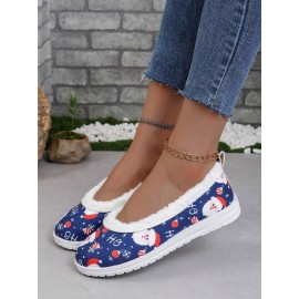 Party Text Letters Non-Slip Slip On Flat Heel Shallow Shoes Printing